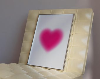 Hot Pink Aura Heart Print: Spiritual Gradient Art (Digital Download)