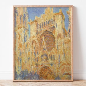 Downloadable Art Print, Digital Art Print, Minimalist Wall Art, Vintage, Home Decor, Poster, Rouen Cathedral Facade at Sunset Claude Monet