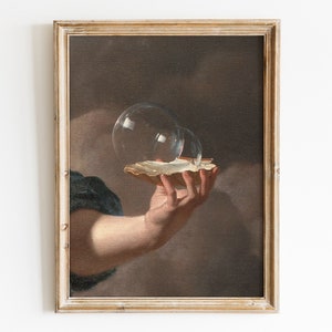 Bubbles Downloadable Art Print, Wall Art, Printable Digital Art Poster, Minimalist, Vintage Home Decor, Boy Blowing Soap Bubbles Detail