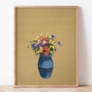 Vase of Flowers, Odilon Redon, Oil Painting Downloadable Art Print, Digital Art Poster, Red Flowers Print, Botanical Digital Print, Wall Art