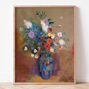 Bouquet de Fleurs, Odilon Redon, Downloadable Flowers Digital Art, Printable Digital Poster Wall Art Home Decor, Colorful Oil Painting Print