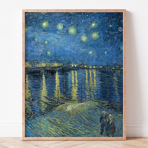Downloadable Art Print, Digital Art Print, Minimalist Wall Art, Vintage, Home Decor, Poster, Starry Night on the Rhone Vincent Van Gogh
