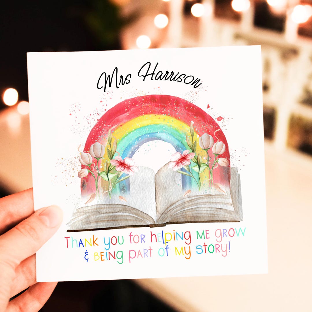 Personalised Teacher Thank You Greetings Card, End of Term Teacher Gift ...