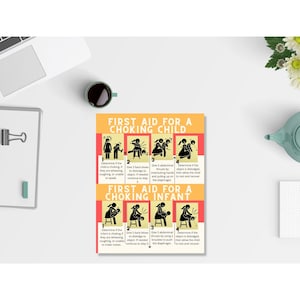 First Aid Poster | Choking Emergency Poster | Classroom Poster | Daycare Poster | Abdominal Thrust Maneuver Poster | Infants and Children