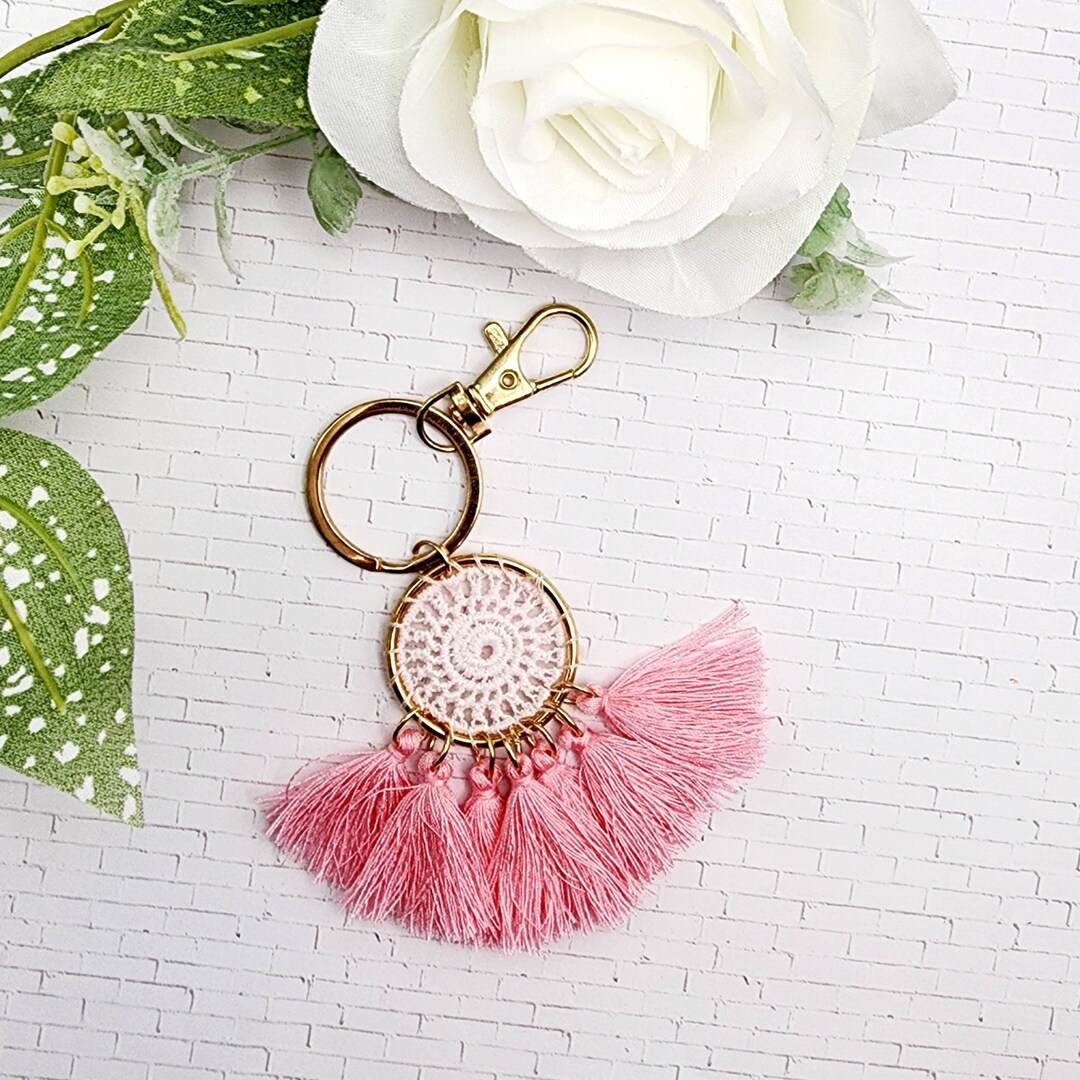 Macrame Dreamcatcher Keychain, Dream Catcher Keychain, Tassel Keychain