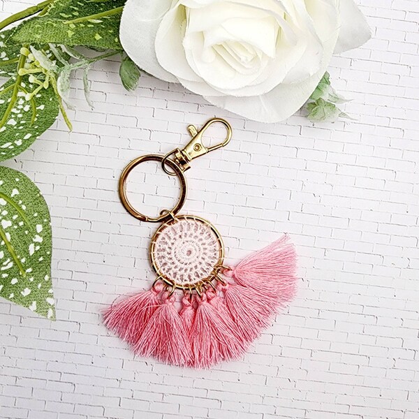 Macrame Dreamcatcher Keychain, Dream Catcher Keychain, Tassel Keychain, Dream Catcher Tassel Keychain