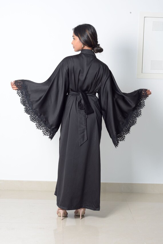 lingerie coverup badjas dames nachtkleding XS- 8XL kimono met wijde mouwen plus size satijnen badjas Camilla Grijze kimono grijze bruidsmeisjes gewaden Kleding Dameskleding Pyjamas & Badjassen Jurken 