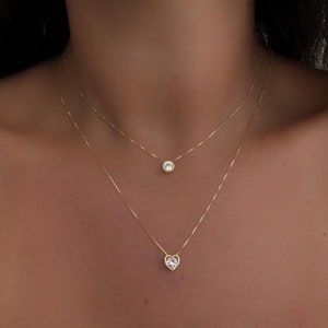 Diamond Necklace With Heart, Box Chain Necklace, Two Chain Choker Necklace, Layered Necklace Gold, Heart Charm Necklace, Gifts For Women