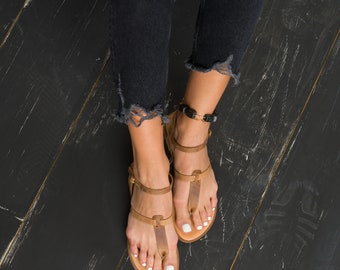 Handmade Leather Greek Sandals, Roman Style