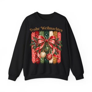 Weihnachtspullover Damen Frohe Weihnachten, Sweatshirt mit Schleife und Streifen, Weihnachtspulli Geschenk Frau Freundin Mama Bild 14