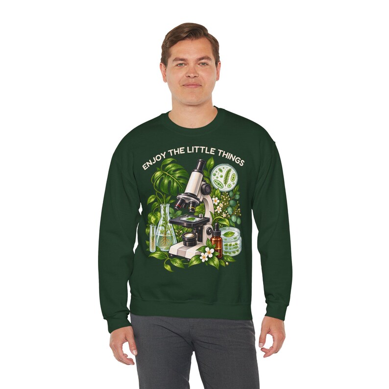 Maglione da biologia per uomo e donna, Goditi le piccole cose, Felpa con microscopio unisex, Regalo per biologi, tecnici di laboratorio e insegnanti di biologia immagine 3