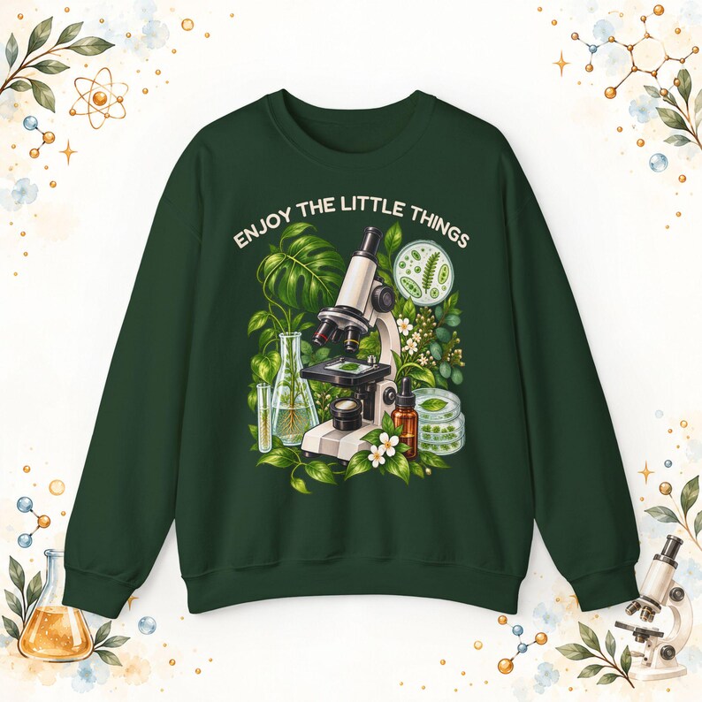 Maglione da biologia per uomo e donna, Goditi le piccole cose, Felpa con microscopio unisex, Regalo per biologi, tecnici di laboratorio e insegnanti di biologia immagine 7