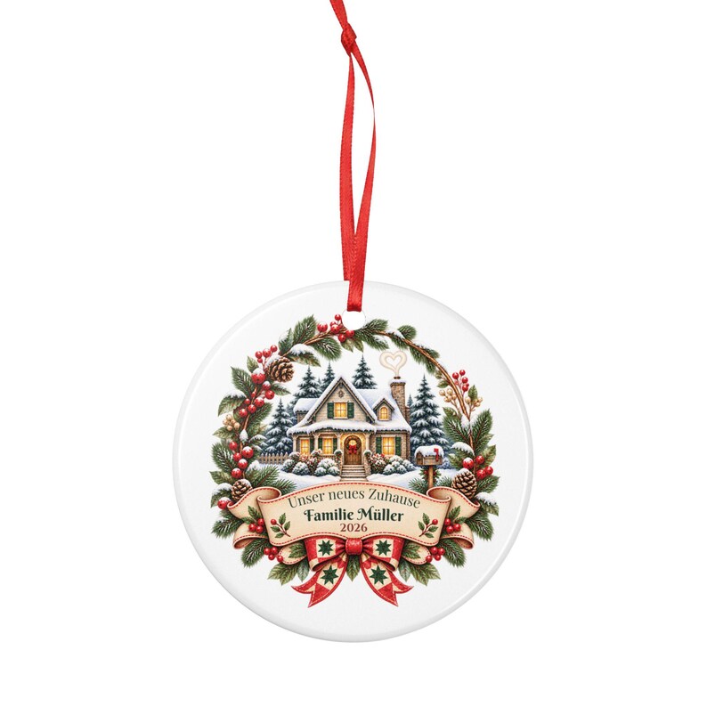 German Christmas Ornament 2026 Unser neues Zuhause, Personalized Family Name, New Home Housewarming Gift, First Christmas in New House image 3