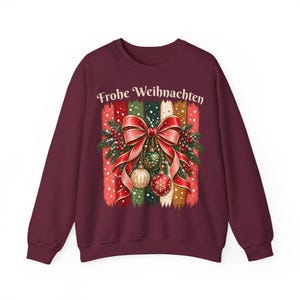 Weihnachtspullover Damen Frohe Weihnachten, Sweatshirt mit Schleife und Streifen, Weihnachtspulli Geschenk Frau Freundin Mama Bild 16