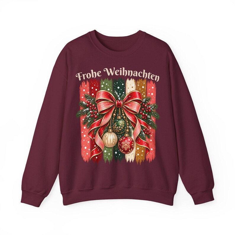 Weihnachtspullover Damen Frohe Weihnachten, Sweatshirt mit Schleife und Streifen, Weihnachtspulli Geschenk Frau Freundin Mama Bild 16