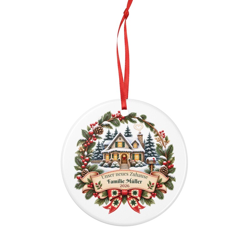German Christmas Ornament 2026 Unser neues Zuhause, Personalized Family Name, New Home Housewarming Gift, First Christmas in New House image 4