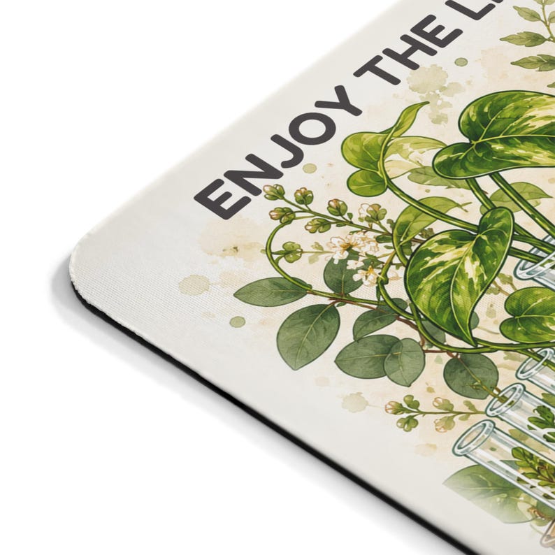 Biology Mouse Pad, Enjoy the Little Things Microscope Mousepad, Botanical Lab Desk Decor, Gift for Biologist, Lab Tech, Teacher image 2