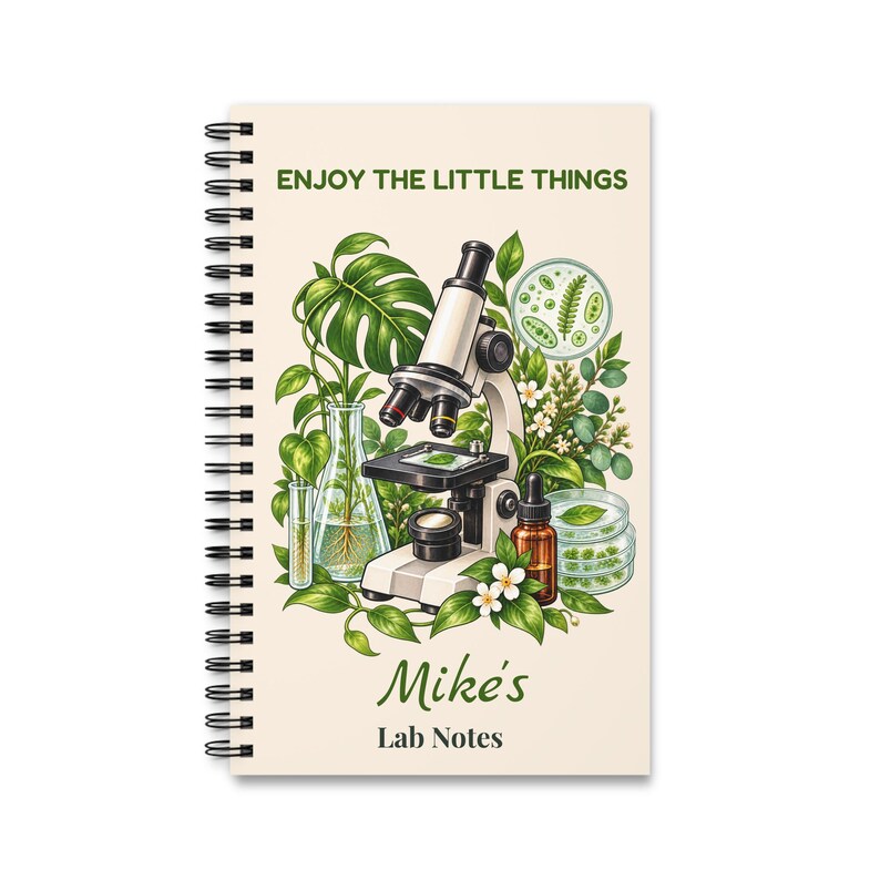 Personalized Biology Notebook with Name, Lab Notes Microscope Spiral Journal, Gift for Biologist, Lab Tech, Biology Student image 8