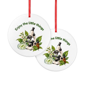 Biologe Geschenk Anhänger Mikroskop, Enjoy the little things, Keramik Deko Anhänger flach, Geschenk Biologielehrer Laborantin Kollegin Bild 6