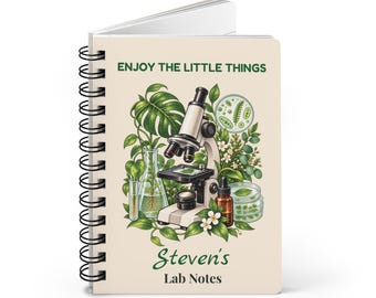 Personalized Biology Notebook with Name, Lab Notes Microscope Spiral Journal, Gift for Biologist, Lab Tech, Biology Student