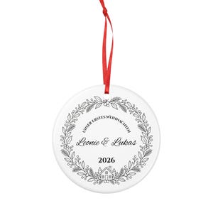 German Our First Christmas Ornament 2026 Unser erstes Weihnachten, Personalized Couple Names, Flat Ceramic, Gift for Couples image 3