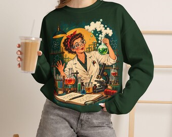 Female Chemist Sweatshirt, Retro Chemistry Crewneck, Women in Science Sweater, Gift for Chemist, Lab Tech, Chemistry Teacher