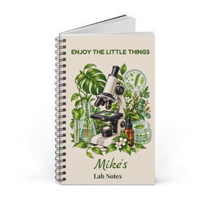 Personalized Biology Notebook with Name, Lab Notes Microscope Spiral Journal, Gift for Biologist, Lab Tech, Biology Student image 2