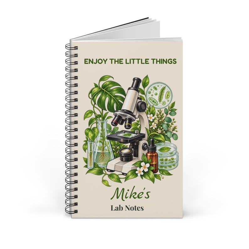 Personalized Biology Notebook with Name, Lab Notes Microscope Spiral Journal, Gift for Biologist, Lab Tech, Biology Student image 2