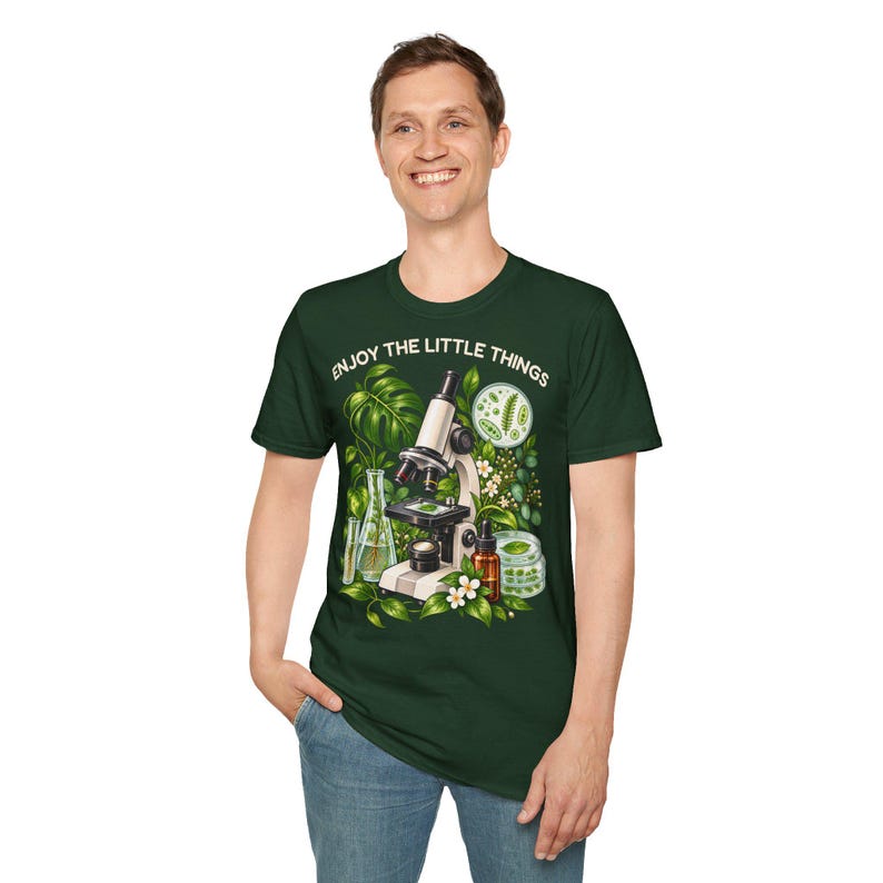 Biology T-Shirt, Enjoy the Little Things Microscope Shirt, Unisex Science Tee, Gift for Biologist, Lab Tech, Biology Teacher image 3