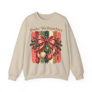 Weihnachtspullover Damen Frohe Weihnachten, Sweatshirt mit Schleife und Streifen, Weihnachtspulli Geschenk Frau Freundin Mama Bild 15