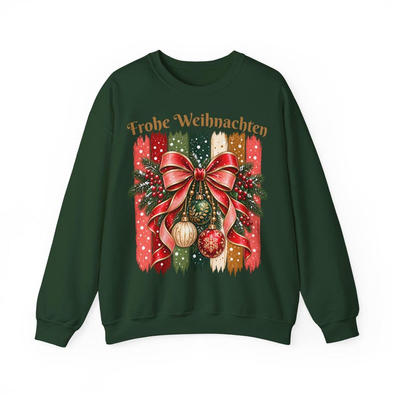 Weihnachtspullover Damen Frohe Weihnachten, Sweatshirt mit Schleife und Streifen, Weihnachtspulli Geschenk Frau Freundin Mama Bild 17