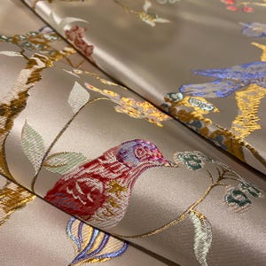 Chinoiserie fågeljacquardtyg på metervara, kraftig blommig klädsel för sofffåtölj