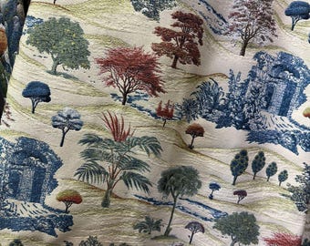 Jacquard Upholstery Fabric, Vintage Forest Landscape Tapestry, Heavy Duty