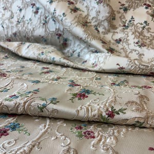Floral Brocade Jacquard Upholstery Fabric Vintage Damask Satin Fabric by the Yard