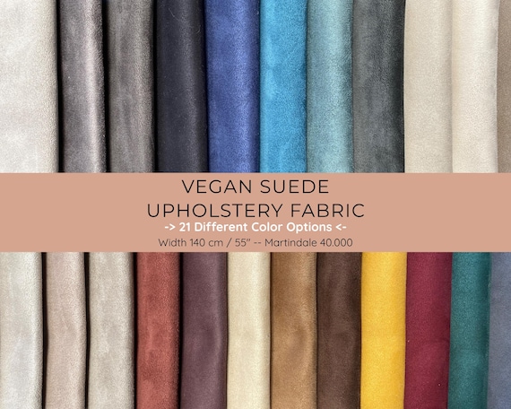 Vegan Suede Upholstery Fabric by the yard/meter – Fire Retardant, 21 Colors, home decor textile