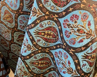 Turkish Tulip Upholstery Fabric by the Yard – Ottoman chenille Jacquard fabric, Oriental Floral Design