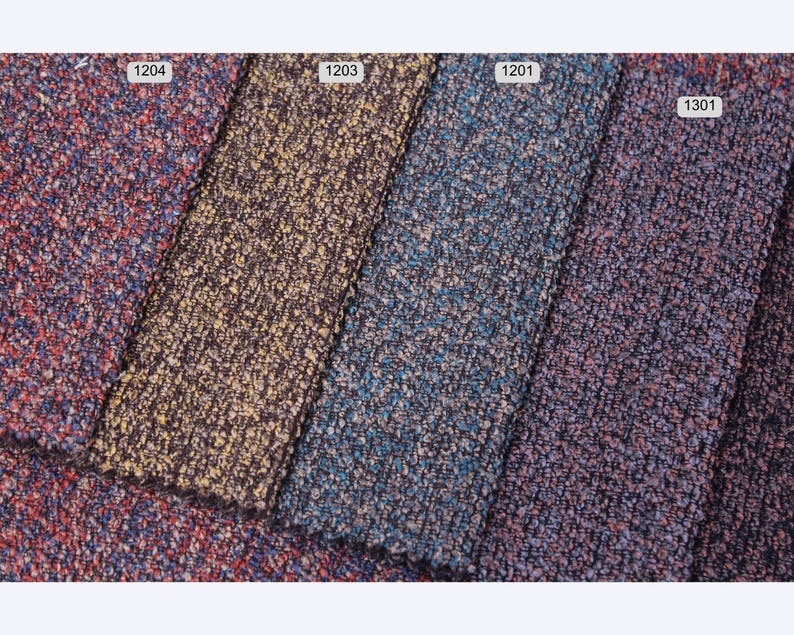 Textured Bouclé Upholstery Fabric by the yard/meter: Durable Multicolor Sofa, Chair, home decor Material image 7