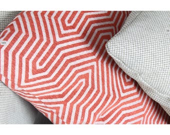 Geometric Chenille Upholstery Fabric: Black Beige Zigzag Woven Textile