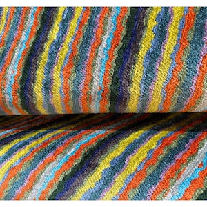 Vibrant Striped Velvet Upholstery Fabric by the Yard - Durable & Soft for Sofas, Chairs, Pillows - Modern Home Decor, interior design