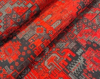 Tela de tapicería Kilim cortada a medida/metro, alfombra de chenilla bohemia, material para sofá turco