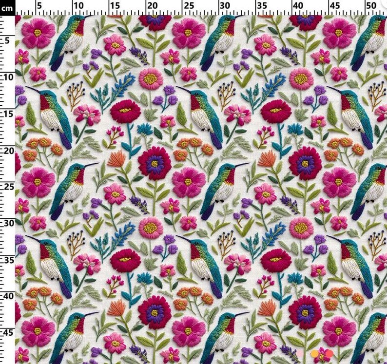 Hummingbird Floral Upholstery Fabric – 3D Embroidered Look, Stain ...