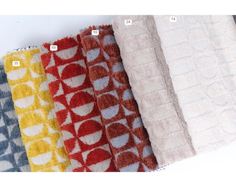 Geometric Chenille Upholstery Fabric – Durable Home Decor Textile