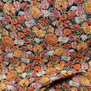 Floral Butterfly Tapestry Fabric: Washable Jacquard Gobelin Upholstery by the Yard