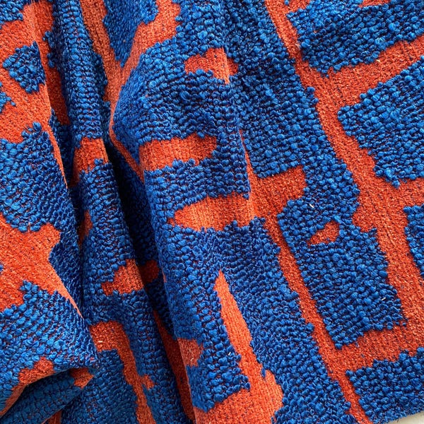 Tissu d'ameublement bouclé abstrait bohème par mètre, texturé moderne pour fauteuil, taie d'oreiller