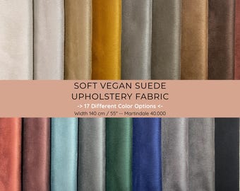 Vegan Suede Upholstery Fabric, Soft Faux Suede, 55" Wide, 17 Colors