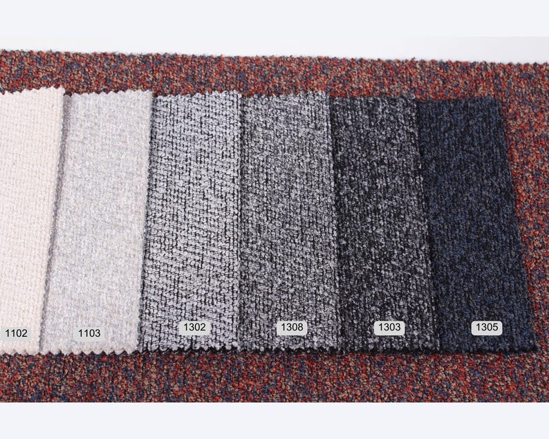 Textured Bouclé Upholstery Fabric by the yard/meter: Durable Multicolor Sofa, Chair, home decor Material image 4