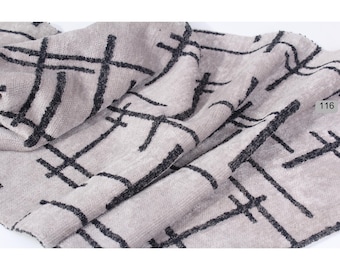 Geometric Chenille Upholstery Fabric by the yard/meter: Soft, Durable Home Decor Textile