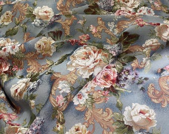 Vintage Floral Tapestry Fabric, Baroque Jacquard Upholstery by the Yard, Gobelin