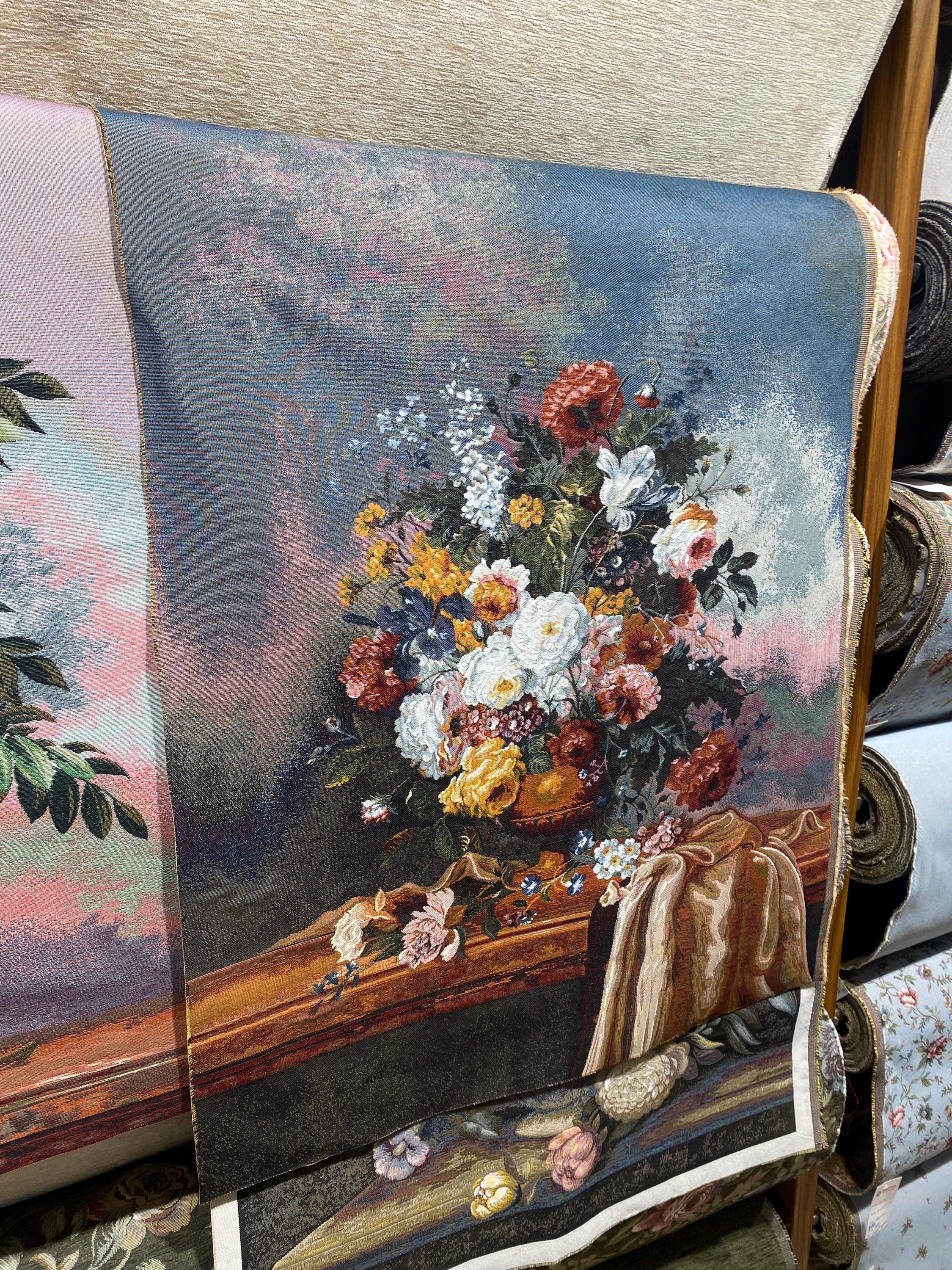 Floral Tapestry Fabric Panel | Vintage Style Upholstery, Wall Art ...