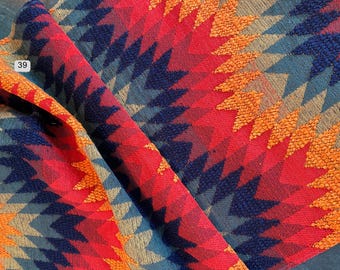 Geometric Boucle Upholstery Fabric By the Yard/Meter, Aztec Southwestern Woven Textile, Home Decor Fabric